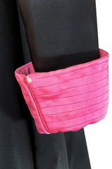 1960s Geoffrey Beene Fitted Pink Collar & Cuffs Black Coat Dress