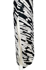 1970s Donald Brooks for Sinclair One Shoulder Black & White Nylon Dress