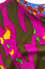 Spring 1991 Yves Saint Laurent Runway & Ad Campaign Printed Draped Dress