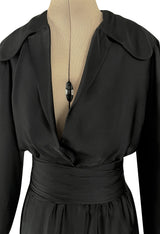 Chic Fall 1972 Christian Dior by Marc Bohan Haute Couture Black Silk Pant Set