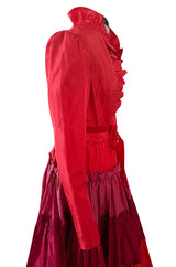 Fall 1973 Louis Mies Possible Yves Saint Laurent Haute Couture Pink & Red Tiered Silk Dress