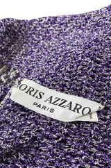 1971- 1973 Loris Azzaro Purple Metallic Lame Crochet Knit & Silver Chain Top