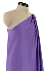 Classic 1978 Halston One Shoulder Draped Full Length Maxi Dress in a Light Purple Jersey