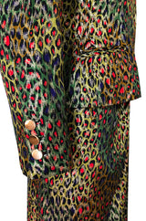 Fall 1989 Bill Blass Gold Silk Lame Leopard Evening Jacket & Skirt Suit
