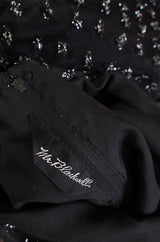 1980s Mr Blackwell Silk Eyelash Detail Gown