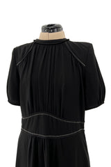 Prettiest 2015 Isabel Marant Easy To Wear Black Mini Dress w White Stitching