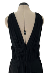 Documented Spring 1986 Yves Saint Laurent Runway Black Jersey Plunge Dress