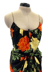 Superb 1957 James Galanos Oversized Floral Print Silk Dress w Matching Jacket
