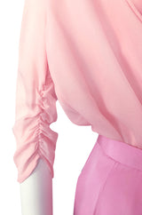 1980s Bill Blass Baby Pink Evening Jacket, Skirt & Silk Top Dress Suit