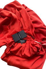Recent Rochas Red Silk Backless Dress w Ruffle Detail at Low Back