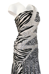 Fall 2008 Balmain by Christophe Decarnin Runway Zebra & Leopard Print Dress w Crystal Bolt