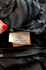 Museum Held 1969 Courreges Black Silk Organza Ruffle Detailed Dress