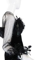 1970s Velvet & Feather Givenchy Gown