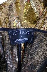 Exclusive 2018 Attico for Luisaviaroma Gold Sequin Wrapped Plunging Mini Dress