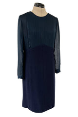 Spectacular Spring 2003 Chanel by Karl Lagerfeld Haute Couture Blue Beaded Runway Dress Coat Suit