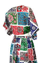1970s Donald Brooks Printed Bandana Feel Skirt & Cropped Tie Top