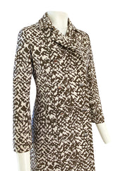 1970s Givenchy Structured Neoprene Canvas Finish Abstract Print Coat w Silver Buttons