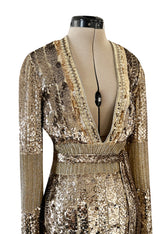 Highly Documented Fall 2006 Gucci by Frida Giannini Runway Gold Sequin Mini Dress
