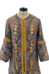 Remarkable Late 1800s Charles H. Fox Theatre Costume Gold & Blue Brocade Great Coat