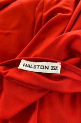 Iconic c1976 Halston Strapless Tie Front Sarong Red Jersey Dress