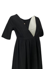 1960s Rudi Gernreich for Harmon Knits Deep Front Plunge Black Dress