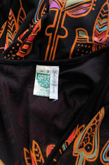 Incredible 1970s Gottex Plunging Light Print Nylon Caftan Dress