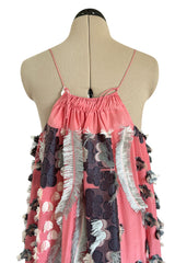 Recent Chloe Dusty Pink Easy to Wear Fringe Feather Applique Caftan Halter Dress