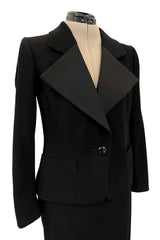 Documented Fall 2001 Yves Saint Laurent Haute Couture 'Le Smoking' Suit w Exaggerated Collar