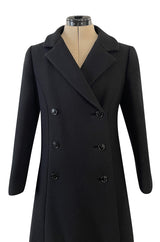 Documented Fall 1959 Givenchy by Hubert de Givenchy Haute Couture Chic Black Wool Coat