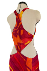 Important & Rare Spring 1966 Madame Gres Printed Silk Chiffon Cut Out Dress