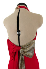 Insanely Good 1980s Giorgio Sant'Angelo Metallic Gold & Red Jersey Dress