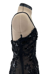 Superb 1970s Christian Dior by Marc Bohan Demi-Couture Net Lace Dress w Elaborate Beading
