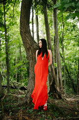 Late 1970s-1980s Janice Wainwright Red Dotted Silk Bias Cut Dress