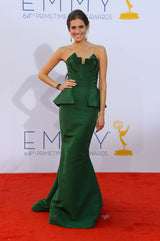 Spectacular Resort 2013 Oscar de la Renta Runway Strapless Emerald Green Silk Dress