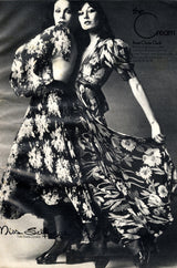 Iconic c.1969 Ossie Clark 'Bridget' Black Crepe Plunge Front Wrap Dress