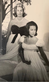 Documented 1963-64 Sarmi Ivory Silk Chiffon Dress w Strapless Natural Mink Bodice & Chocolate Silk Bow