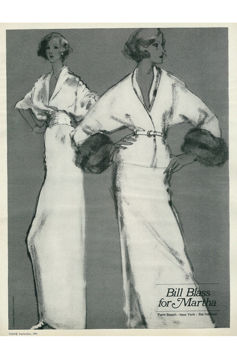 1974 Sable Cuffed Cream Jersey Bill Blass Dress