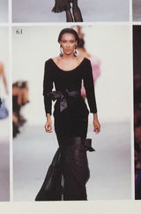 Fall 1987 Yves Saint Laurent Fitted Black Velvet & Sheer Silk Chiffon Dress