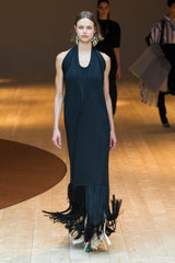 Iconic Fall 2017 Celine by Phoebe Philo Look 15 Runway Black Fringe Dress w Open Back