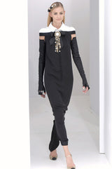Superb Fall 2006 Chanel by Karl Lagerfeld Haute Couture Black Runway Dress w Shoulder Detailing