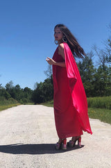 c.1978 Halston One Shoulder Draped Pink Nylon Jersey Full Length Maxi Dress