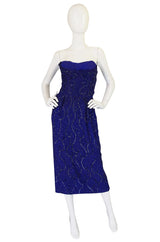 c1954 Ceil Chapman Strapless Bead & Sequin Silk Dress