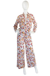 Resort 1996 Chanel Ad Campaign Silk Logo Pant & Top Set