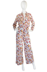 Resort 1996 Chanel Ad Campaign Silk Logo Pant & Top Set