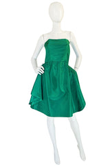 1980s Numbered Lanvin Brilliant Green & Blue Silk Dress