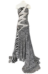 Fall 2008 Balmain by Christophe Decarnin Runway Zebra & Leopard Print Dress w Crystal Bolt