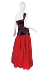 1980s One Shoulder Silk Valentino Gown