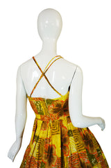 1950s Saks Printed Cotton Sarong Dress