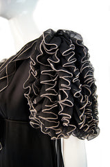 1970s Silver Ruffled Sleeve Jean Varon