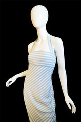 1970s Bias Cut Silk Striped Bill Blass Maxi